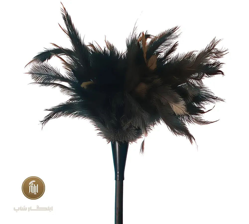 گردگیر پر سر سوزنی نوک طلایی با دسته چوبی تیره مدل D111